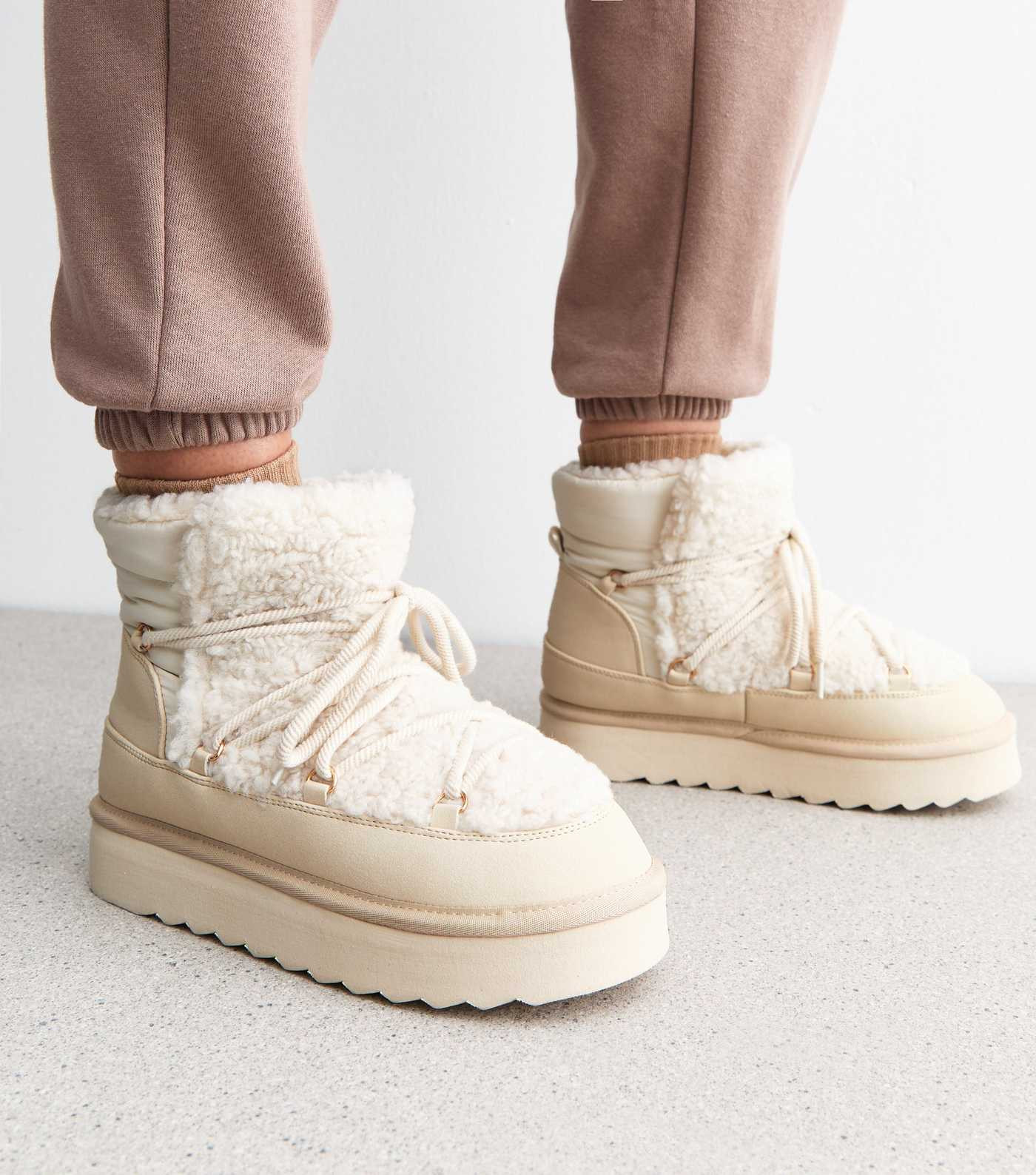 Off White Faux Shearling Faux Fur Lined Borg Boots
						
						Add to Saved Items
						Remove f... | New Look (UK)
