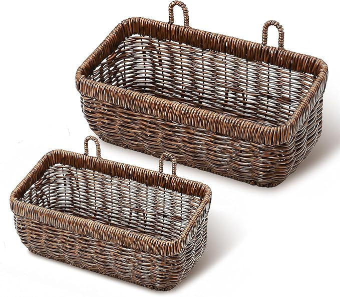 AceList Wall Hanging Basket, Boho Style Hand-Woven Hanging Storage Baskets - Set of 2, Ideal for ... | Amazon (US)
