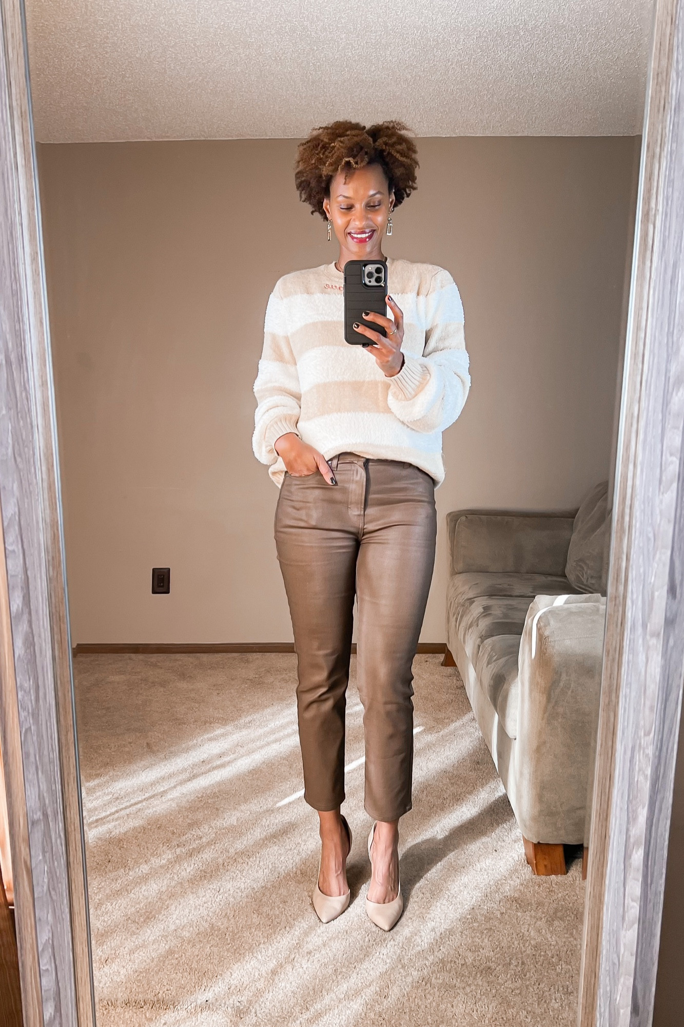 Easy neutral look for the holidays. Coated denim jeans under $20 at JCPenney .

#LTKsalealert #LTKHoliday #LTKstyletip