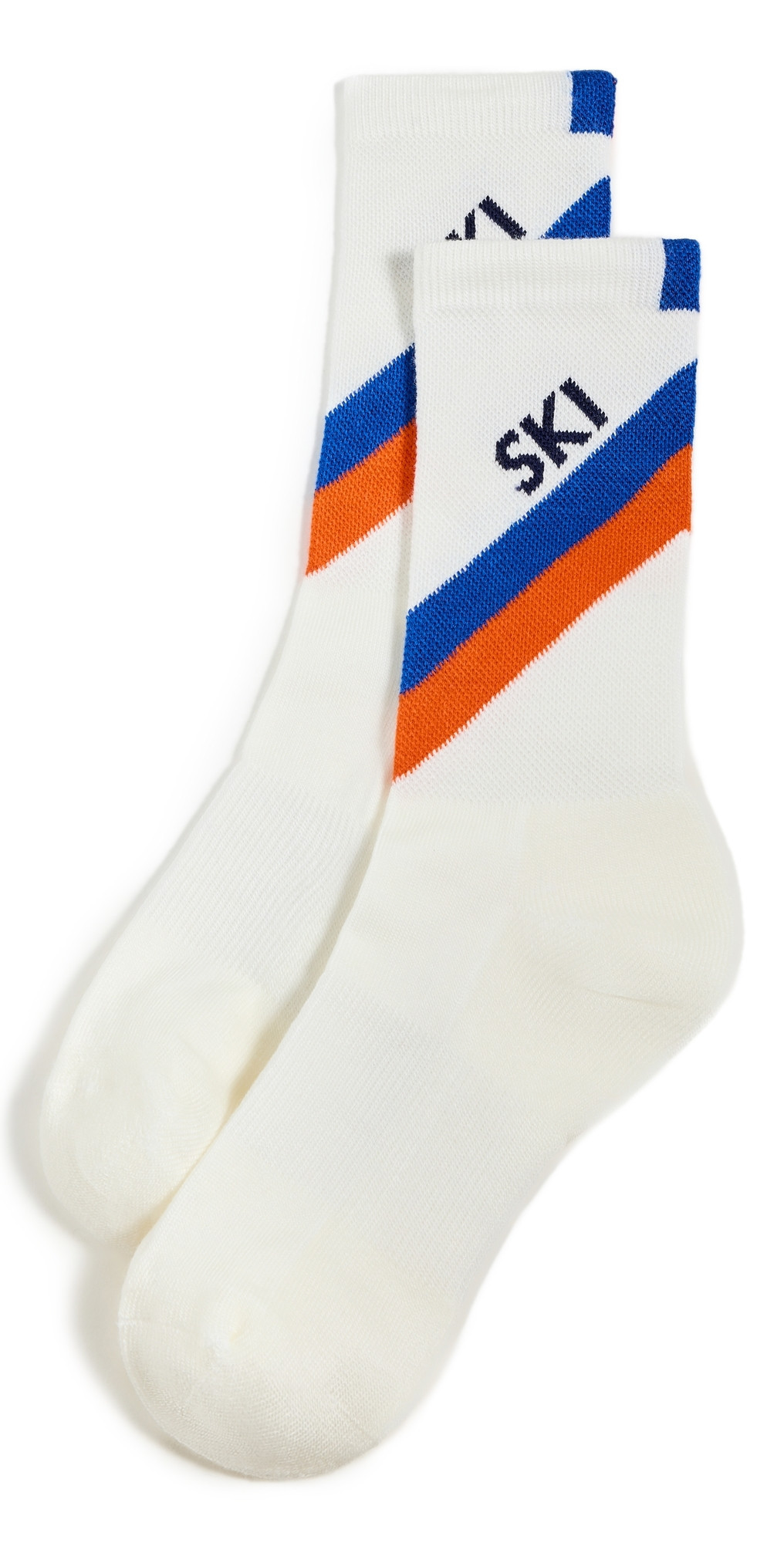 KULE The Diagonal Stripe Ski Socks Cream/Royal/Poppy M | Shopbop