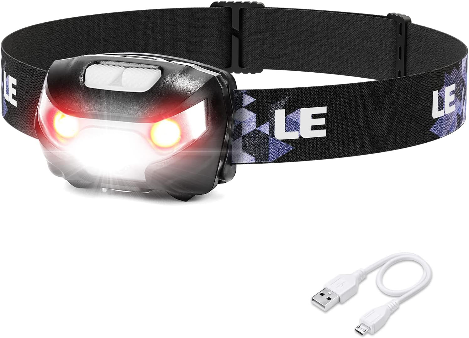 Lepro LED Headlamp Rechargeable - Super Bright Head Lamp with 5 Modes for Camping & Hiking Gear Essentials, IPX4 Waterproof Headlight Flashlight with Red Light, USB Cable Included | Amazon (US)