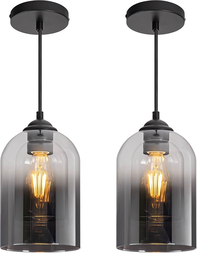 2 Pack Black Pendant Light Fixtures, Adjustable Modern Pendant Lights for Kitchen Island,Farmhous... | Amazon (US)