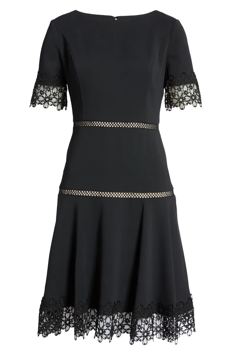 Shani Embroidered Detail Fit & Flare Crepe Cocktail Dress | Nordstrom | Nordstrom