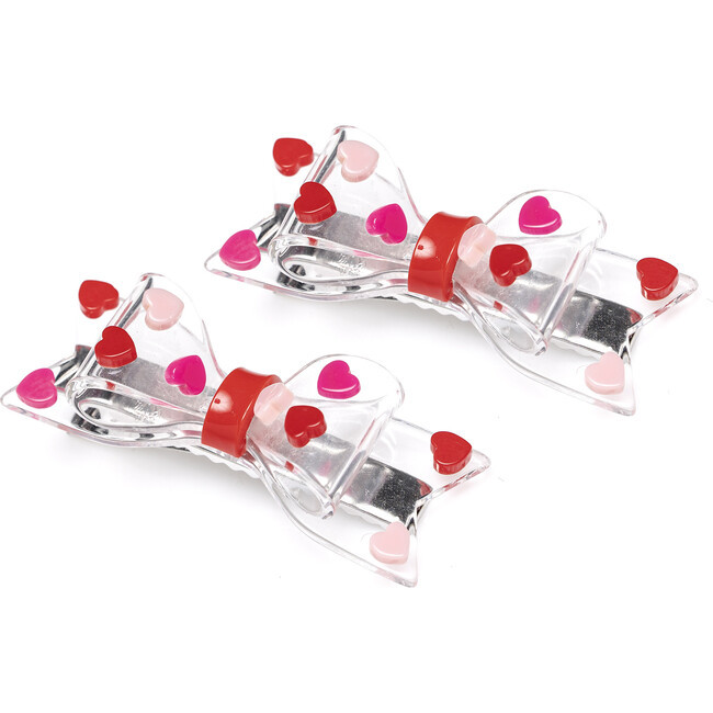Fat Bow Red Pink Hearts Alligator Clip | Maisonette
