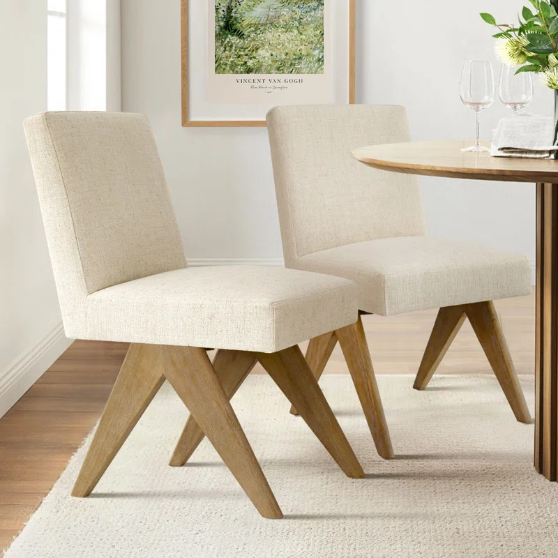 Bilon Linen Solid Back Parsons Chair (Set of 2) | Wayfair North America