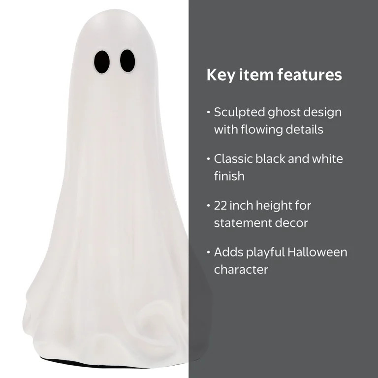 My Texas House Halloween Large Ghost Decoration, Black and White, 22" | Walmart (US)