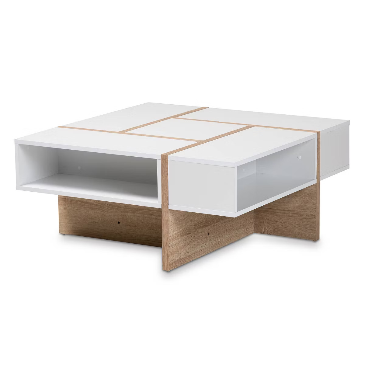 Rasa Wood Coffee Table White/Oak - Baxton Studio: Modern Living Room Furniture, Geometric Design,... | Target