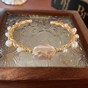 Gold Baroque Pearl Bracelet, Adjustable Gold Wrap Design Pearl Bracelet 18K Gold Plated Delicate ... | Amazon (US)