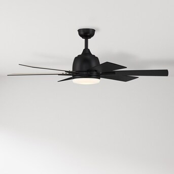 Harbor Breeze Bradbury 48-in Matte Black with Matte Black/Greywood Blades Integrated LED Indoor D... | Lowe's