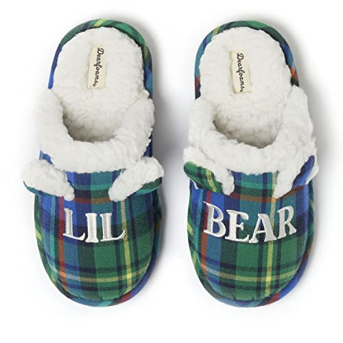 Dearfoams Easter Basket Stuffers Gifts for Kids Toddler Baby Slipper, Green Plaid Lil Bear, 2-3 US Unisex Big | Amazon (US)