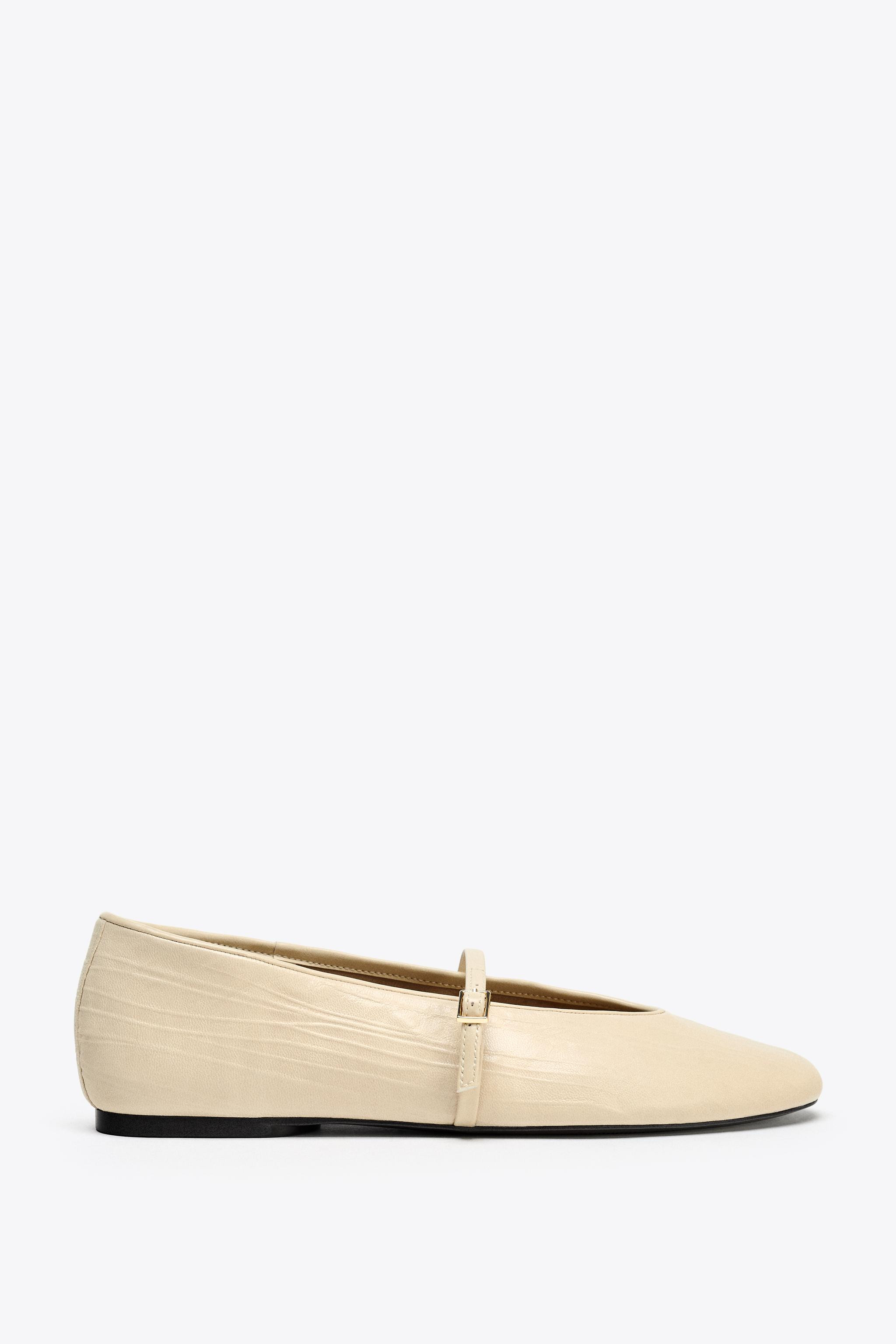 LEATHER BALLET FLATS | Zara US