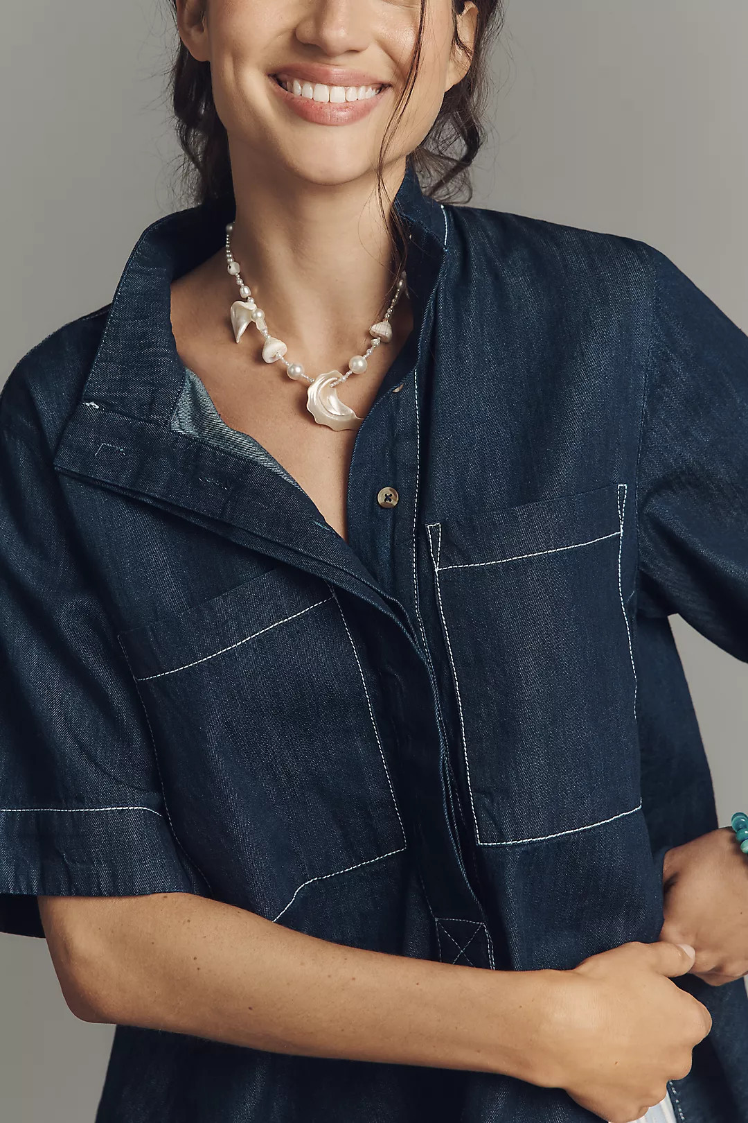 Mixed Pearl Layered Charm Necklace | Anthropologie (US)