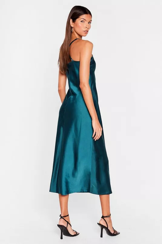Satin Cross Strap Midi Dress | Nasty Gal (US)