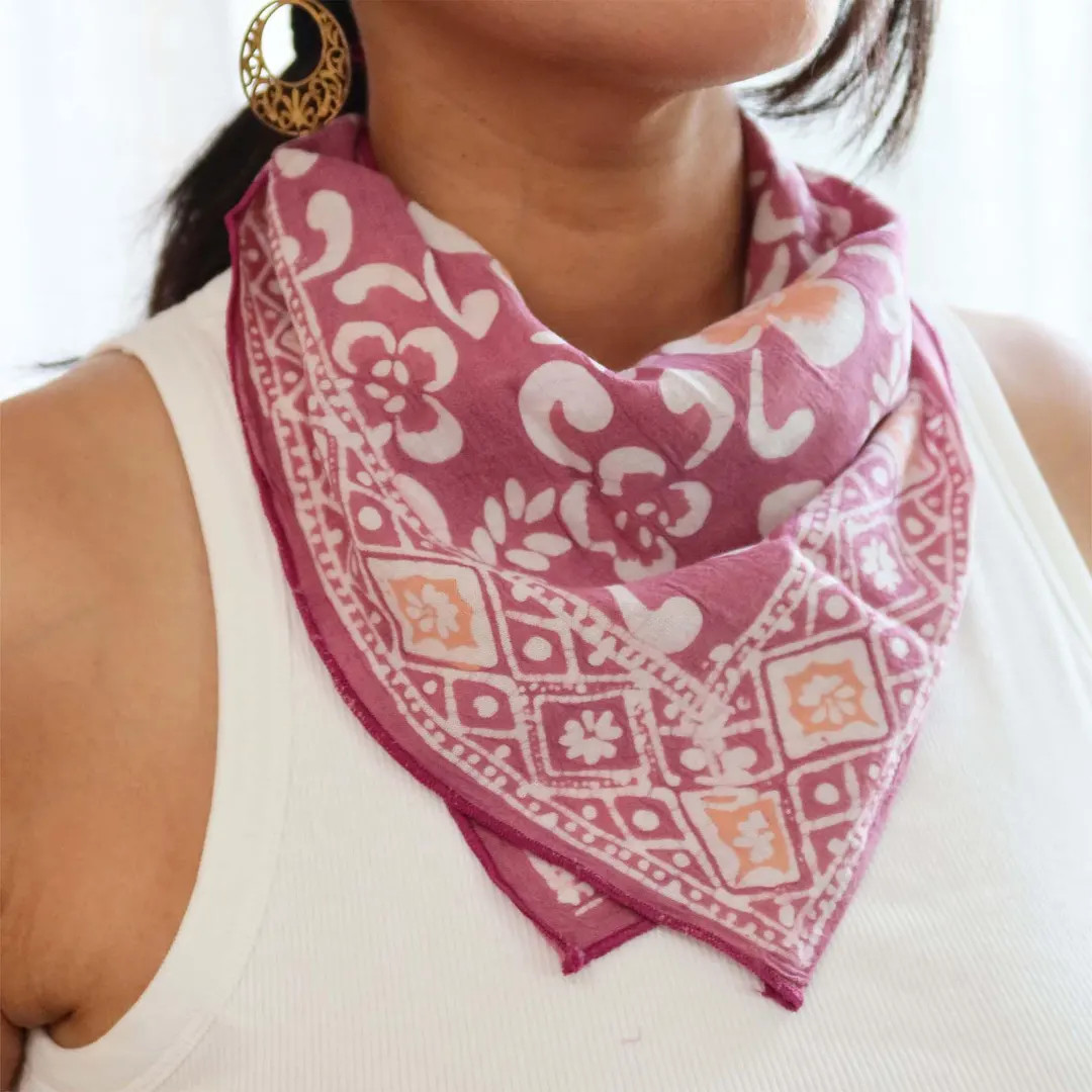 Hand Dyed Batik Bandana, 100% Soft Cotton, Pink Peach, Lightweight, Gift Woman Man, Scarf Neckerc... | Etsy (US)