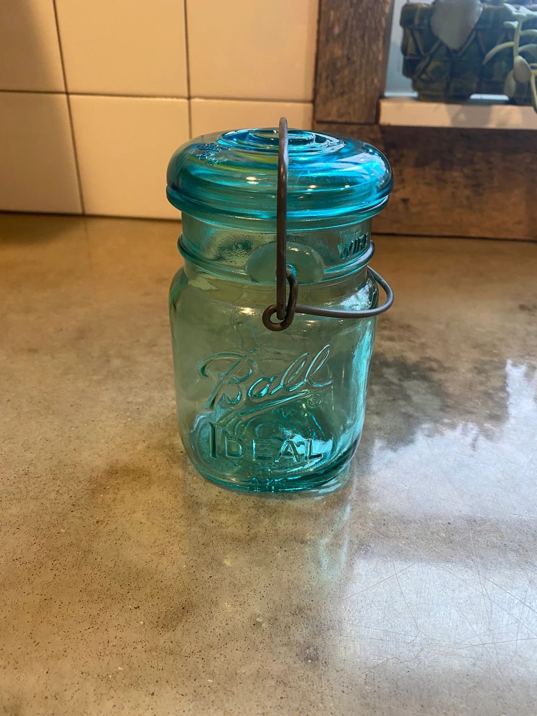 Vintage Blue Ball Ideal Mason Pint Jar with Wire Bail and Blue Glass Lid- Bicentennial Celebratio... | Etsy (US)