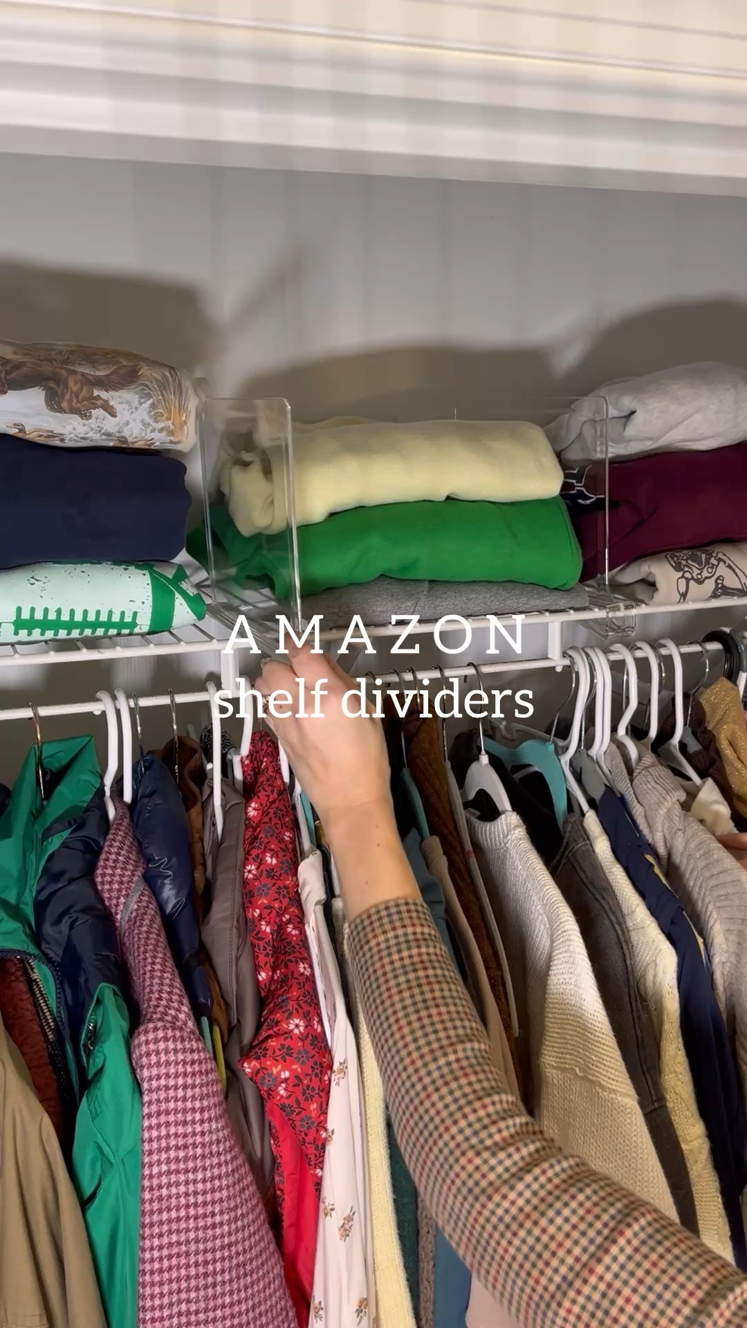 Amazon home find for closet organization. Shelf divider. Small space living. Small home. Cleaning. Modern home

#LTKFindsUnder50 #LTKHome