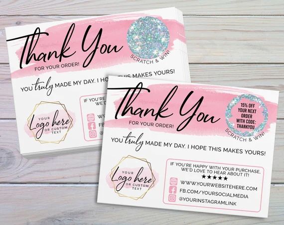Customer Thank You Scratch Off Cards, Small Business Thank Yous, Business Logo Thank You Custom C... | Etsy (US)