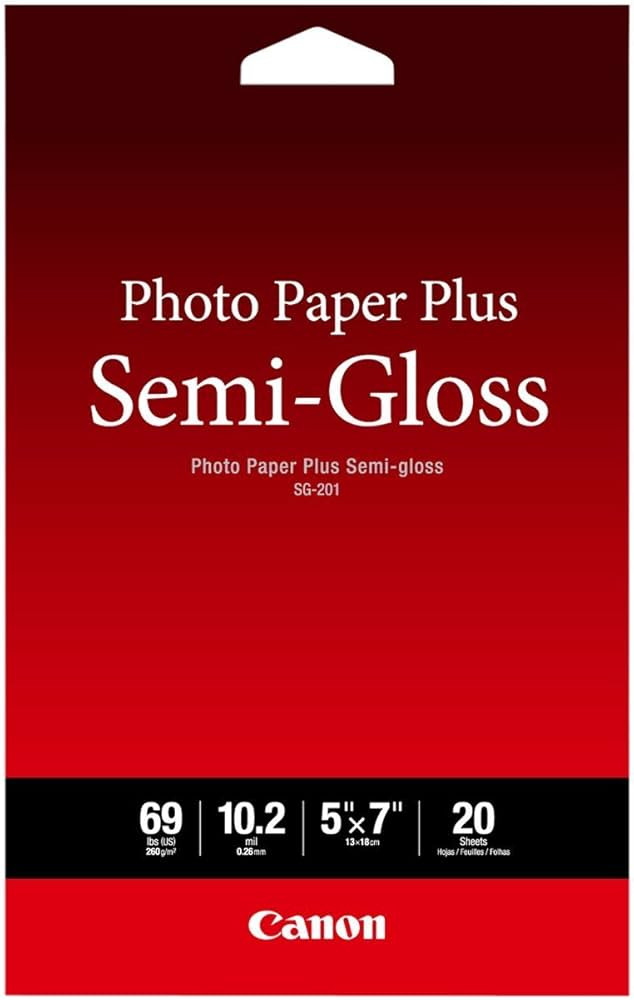 Canon Photo Paper Plus Semi-Gloss 5" x 7" (20 Sheets) (SG-201 5X7) | Amazon (US)