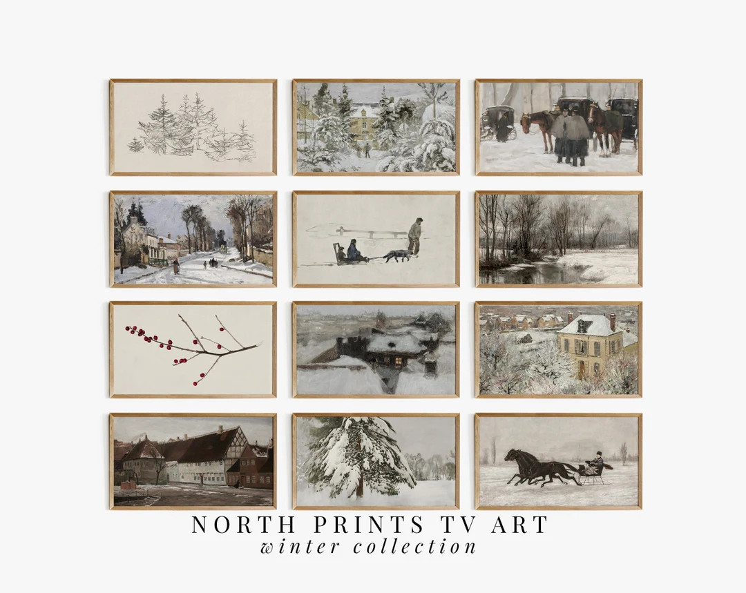 Samsung FRAME TV Art Winter Art Collection Bundle Set of 12 Vintage Country Christmas Farmhouse D... | Etsy (US)