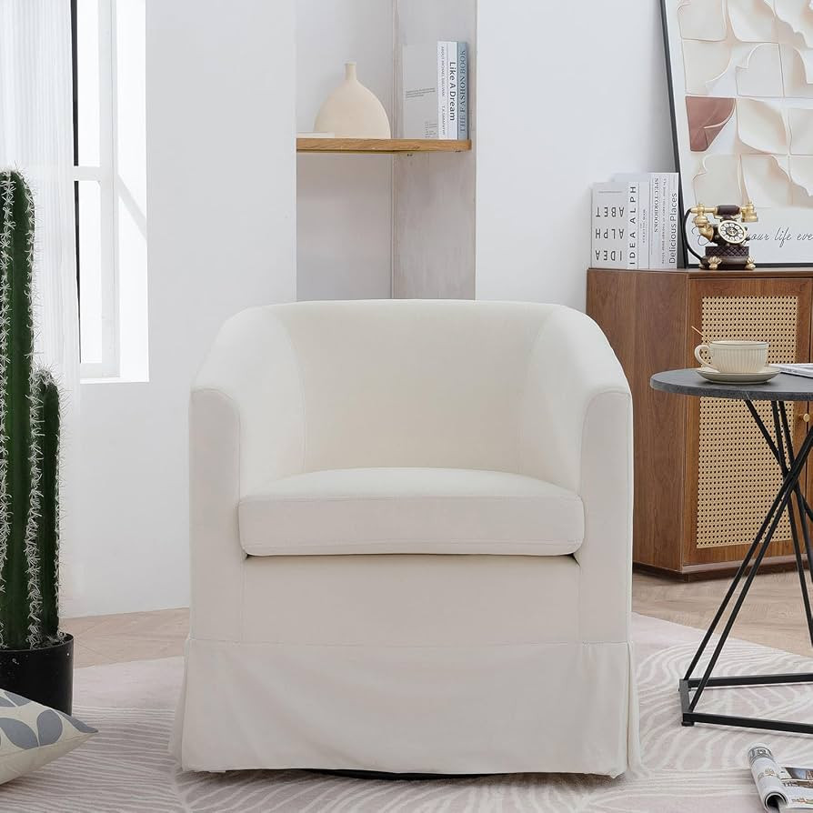 ODUWA Velvet Swivel Barrel Chair,Upholstered 360 Degree Velvet Swivel Accent Armchair with Skirt,... | Amazon (US)