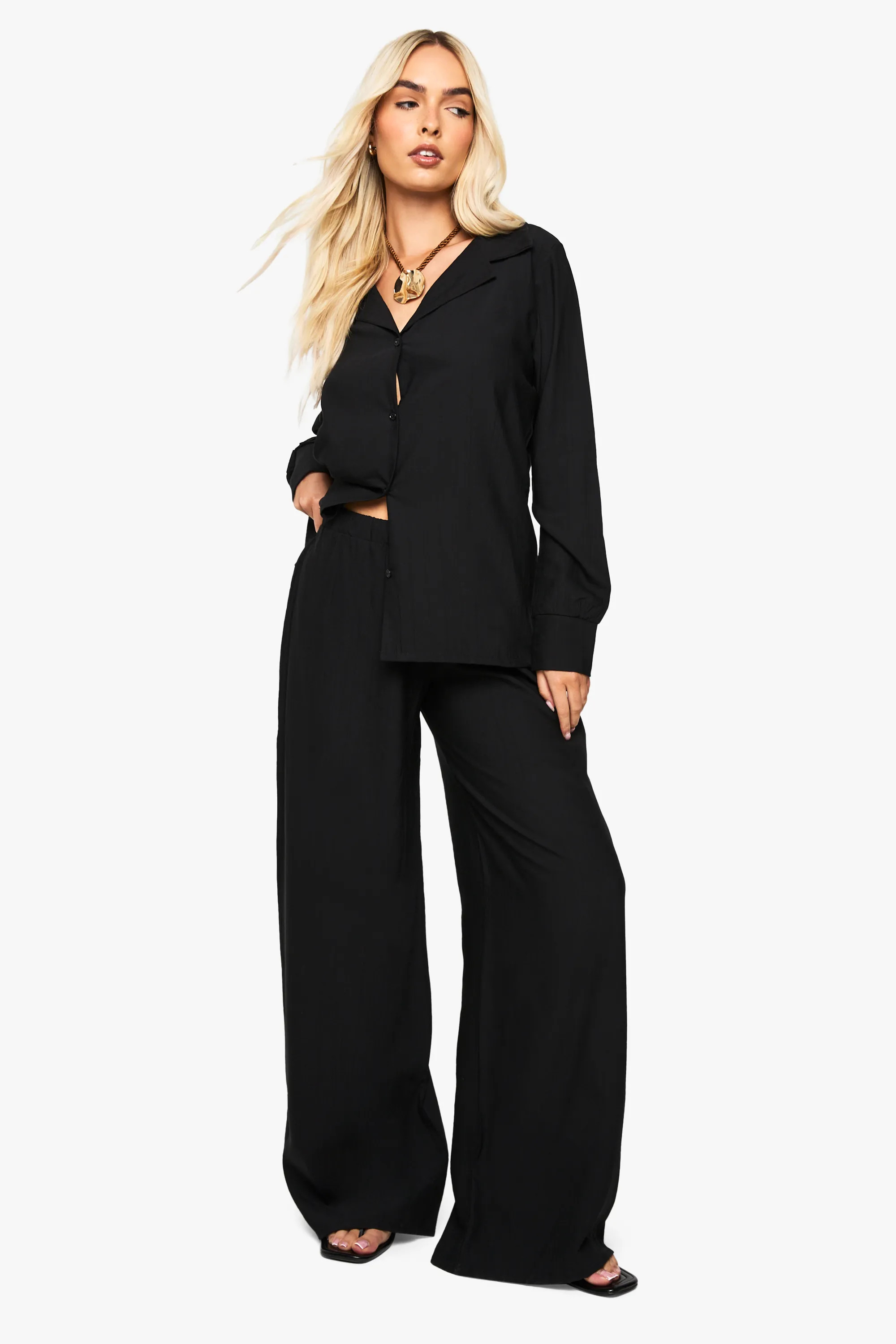 Crinkle Oversized Shirt & Trouser Co-ord | Boohoo.com (UK & IE)