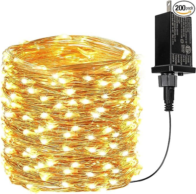 66Ft 200 LED Fairy Lights Plug in, Waterproof String Lights Outdoor 8 Modes Christmas Lights Bedr... | Amazon (US)