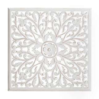 Fetco 30 in. x 30 in. Beakman White 30 in. Square Medallion MDF Wall Art-ME37800W - The Home Depo... | The Home Depot