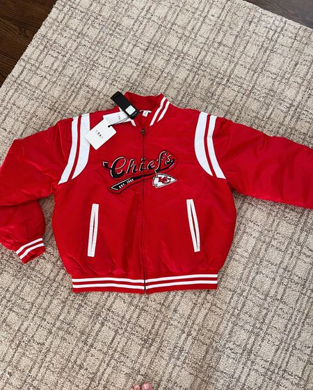 Eeeee! This jacket is legitimately even better in person!! Officially in love with it! It was back ordered and I got it back when the Chiefs won the Super Bowl, but now it’s on sale! I sized up but will do a try on after I’m postpartum. :) 

#LTKGiftGuide #LTKsalealert