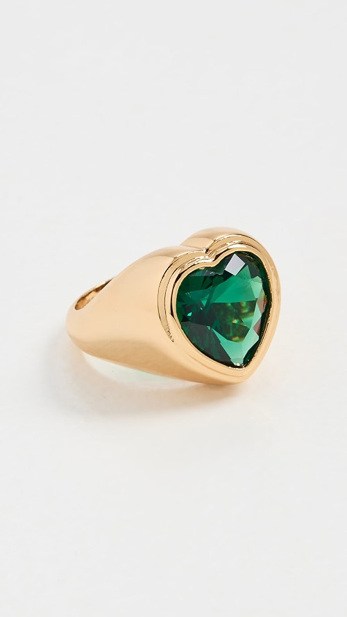 Timeless Pearly Emerald Crystal Heart Ring | SHOPBOP | Shopbop