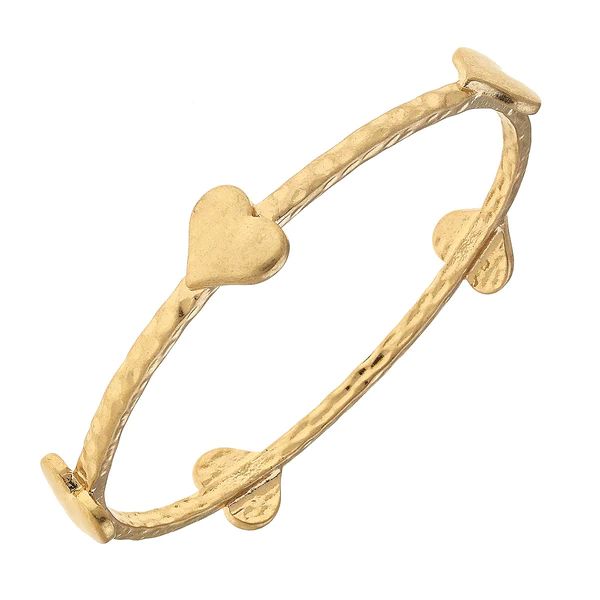 Claudia Heart Bangle in Worn Gold | CANVAS