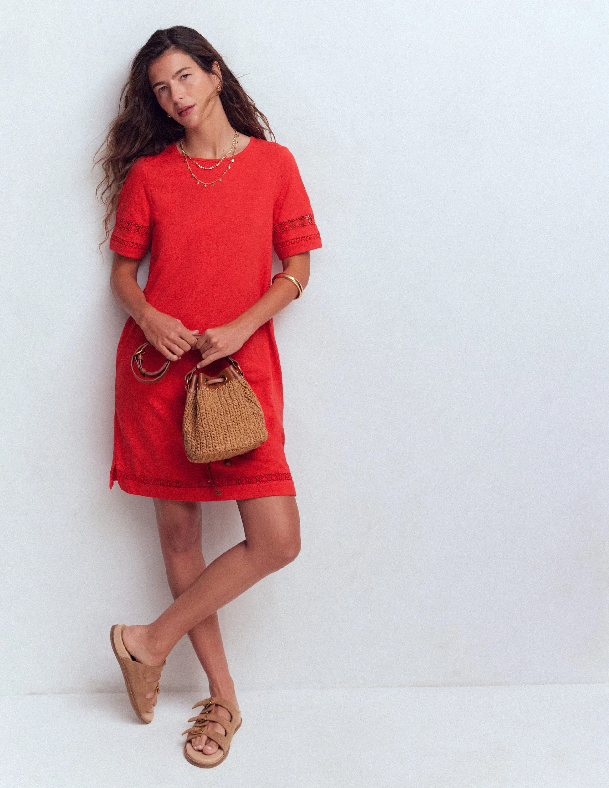 Hattie Jersey T-shirt Dress-Red Coral | Boden (US)