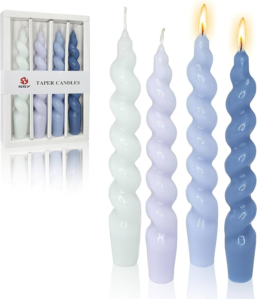 7.5 Inches Spiral Taper Candles Colorful Twisted Candle Dripless Long Candles, Handmade Candlesti... | Amazon (US)