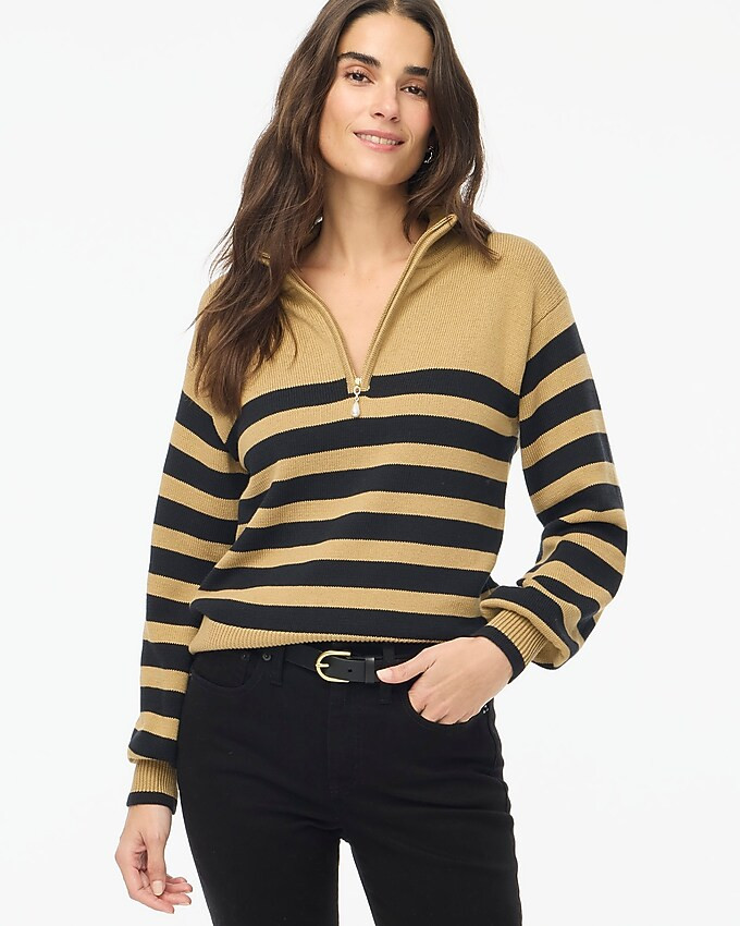 Striped half-zip sweater with pearl zipper | J.Crew Factory