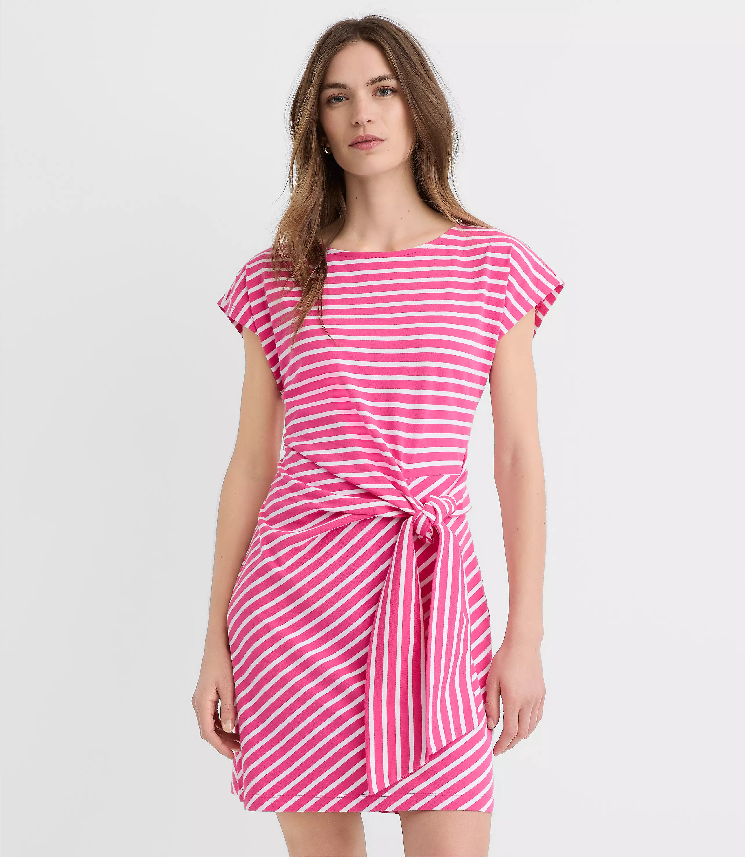 Striped Side Tie Wedge Tee Mini Dress | LOFT
