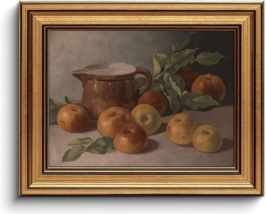 BRUZYIYE Gold Framed Wall Art Vintage Wall Art Apples Still Life Oil Painting Abstract Wall Pictu... | Amazon (US)