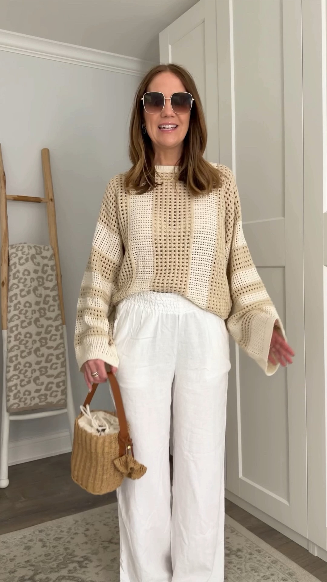￼ The perfect neutral beat this summer sweater! Love paired with these wide leg, pine linen pants. Comfy and super chic. ￼

#LTKootd #LTKOver40 #LTKSeasonal