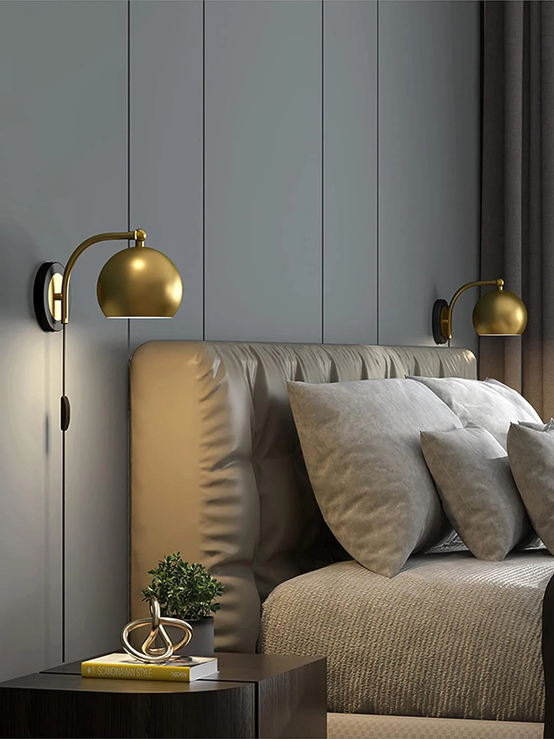 Padelea Gold Plug in Wall Sconce Set of Two, E26 Bulbs (Set of 2) | Wayfair North America