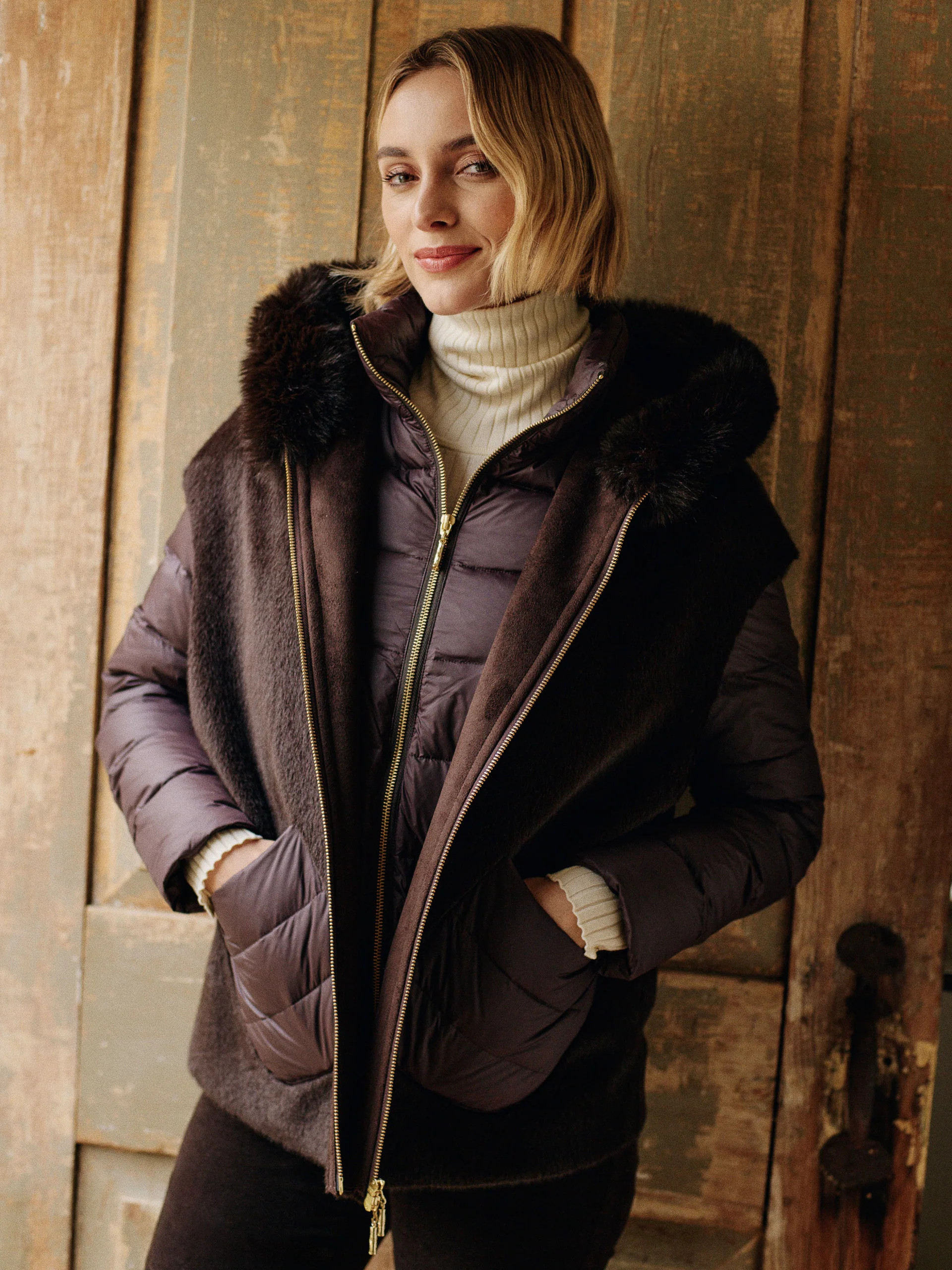 Nomi Puffer Jacket with Faux Fur Vest | J.McLaughlin