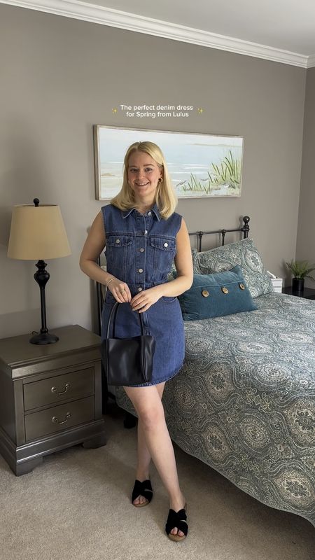 The perfect denim dress for spring from Lulus. I sized up to a medium for more room in the skirt 

#LTKstyletip #LTKfindsunder100 #LTKSeasonal