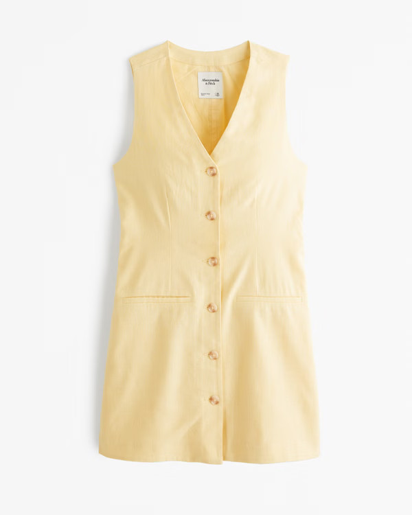 Women's The A&F Mara Linen-Blend Vest Mini Dress | Women's Dresses & Jumpsuits | Abercrombie.com | Abercrombie & Fitch (US)