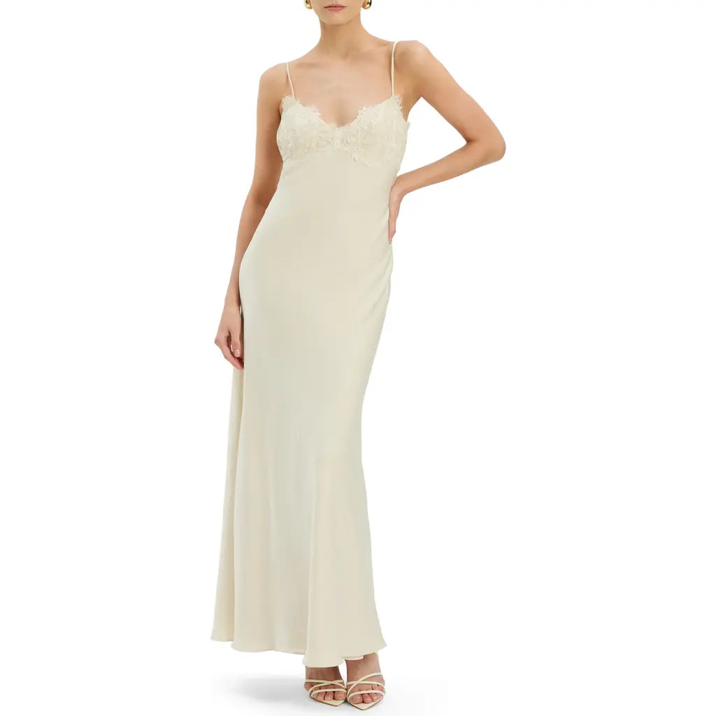 Bardot Elisan Lace Trim Slipdress in Ivory at Nordstrom, Size 12 | Nordstrom