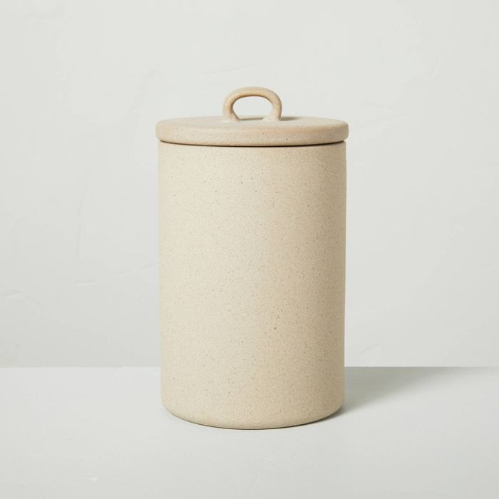 Small 3.75&#34; Textured Ceramic Bath Canister Natural - Hearth &#38; Hand&#8482; with Magnolia | Target