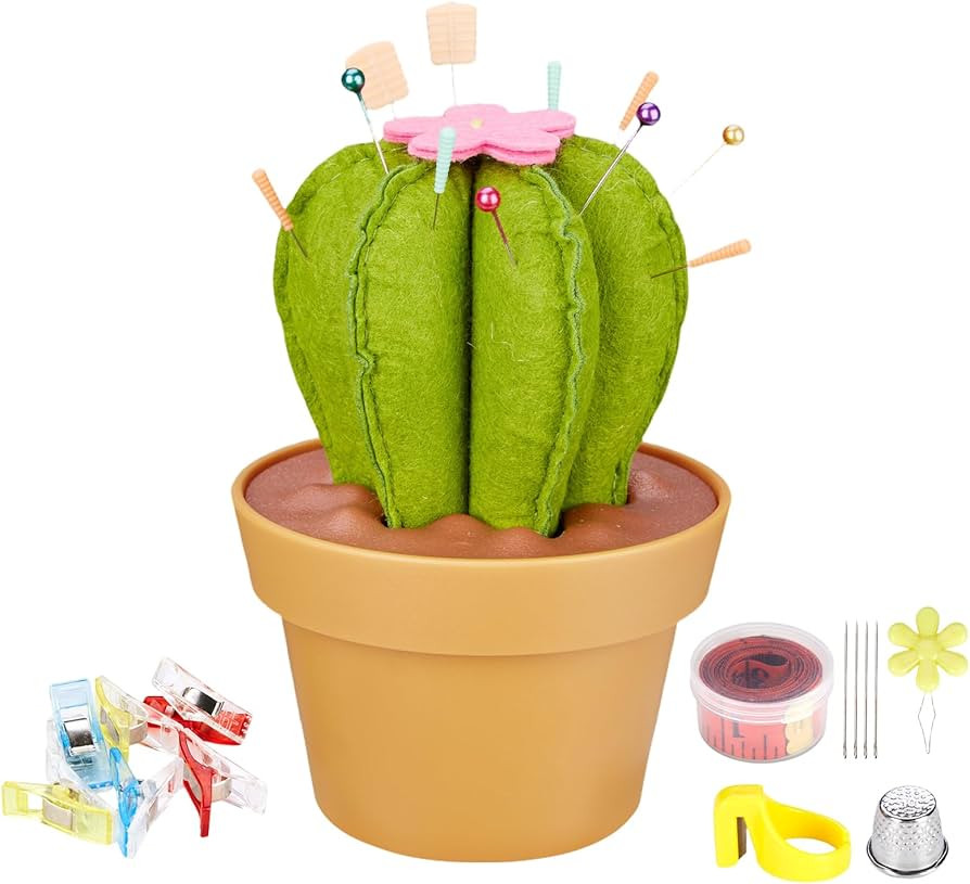 Cactus-Shaped Pin Cushion in a Pot with Included Sewing Notions | Magnetic Pin Holder | Cute D\u0... | Amazon (US)
