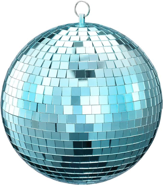 Mirror Ball, NuLink 8" Blue Disco DJ Dance Decorative Stage Lightning Ball with Hanging Ring | Amazon (US)