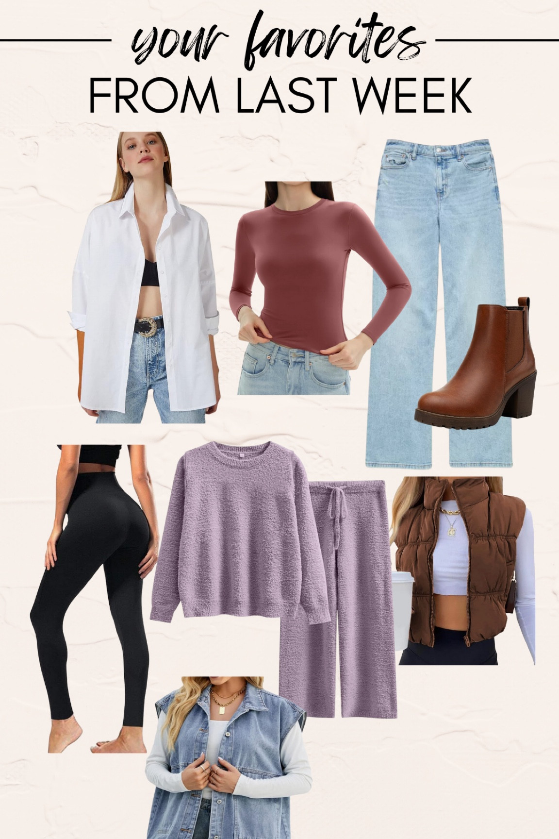 I wear a large in everything and a S/M in the black leggings. Denim run a little big, size down one! I wear the 10 short. 

#LTKFindsUnder50 #LTKPetite #LTKMidsize