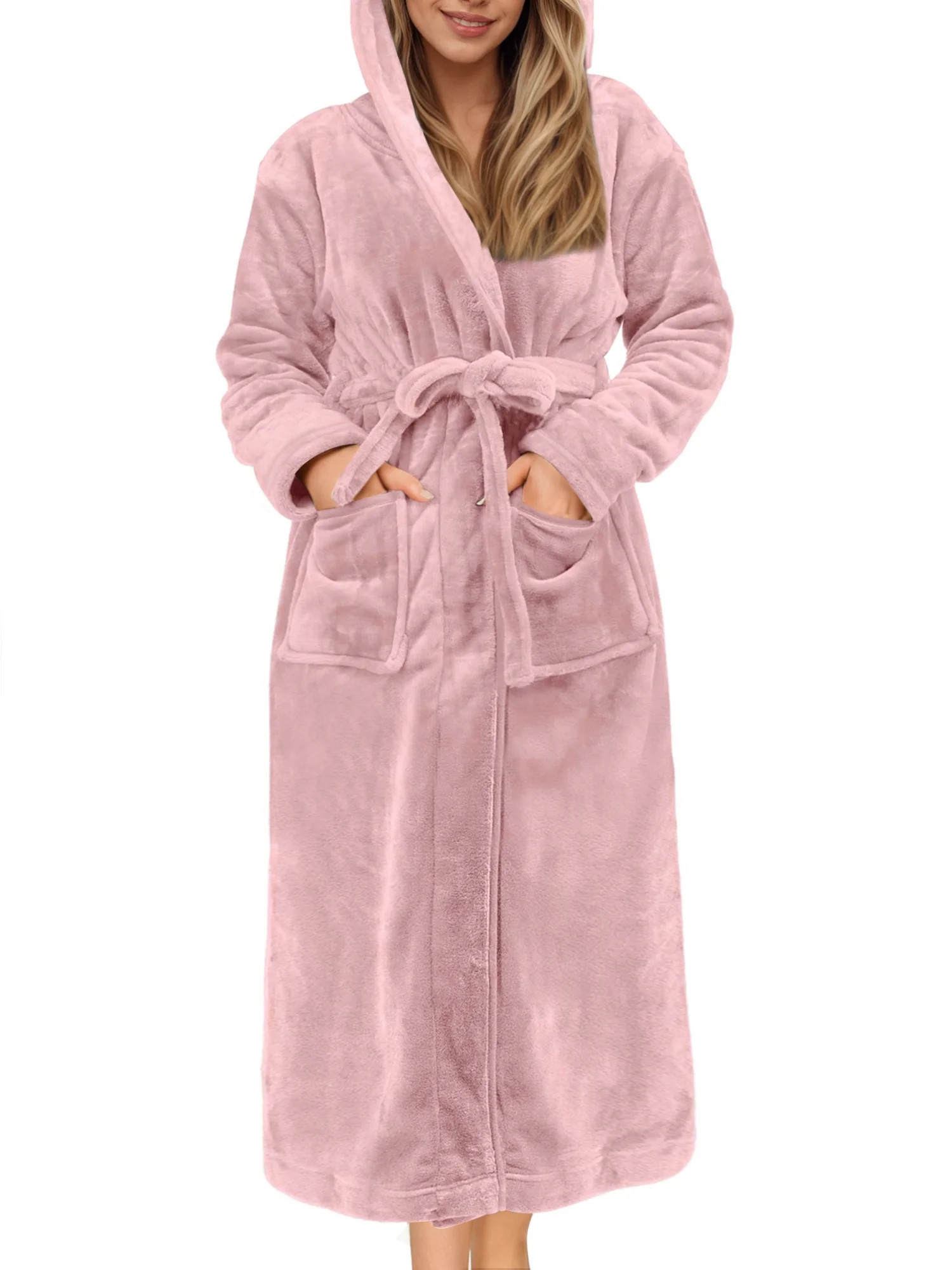 UVN Valentine's Day Long Robes for Women Winter Plush Fleece Hooded Bathrobe Soft Cozy Fluffy Sle... | Walmart (US)
