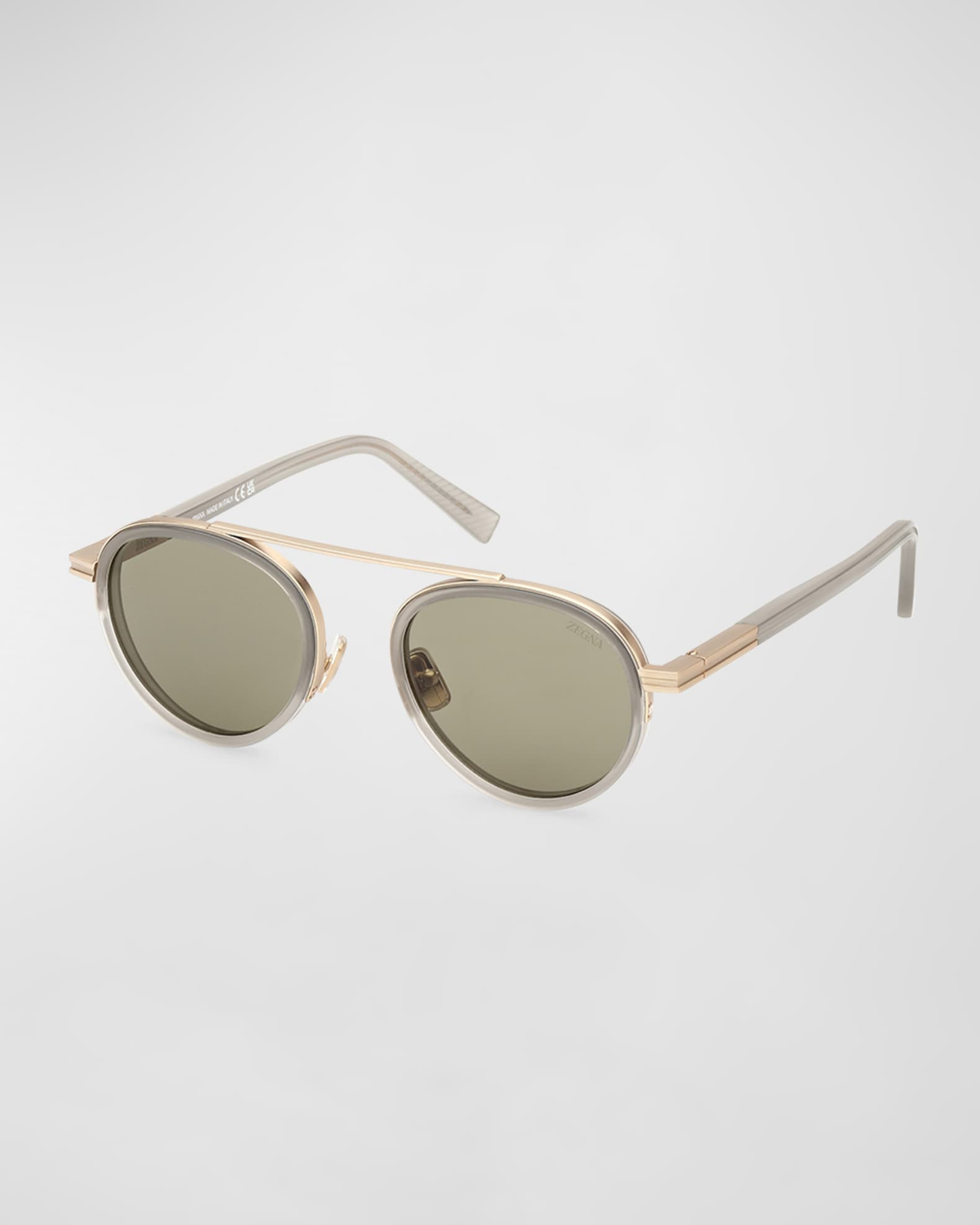 Men's ORIZZONTE II Metal-Acetate Round Sunglasses | Neiman Marcus