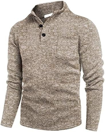 COOFANDY Men's Quarter Button Henley Sweater Casual Knitted Sweatshirt Mock Neck Thermal Fleece P... | Amazon (US)
