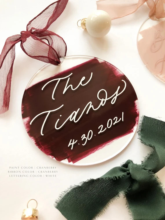 Painted Acrylic Christmas Ornament, Personalized Christmas Ornament, Custom Ornament, Just Marrie... | Etsy (US)