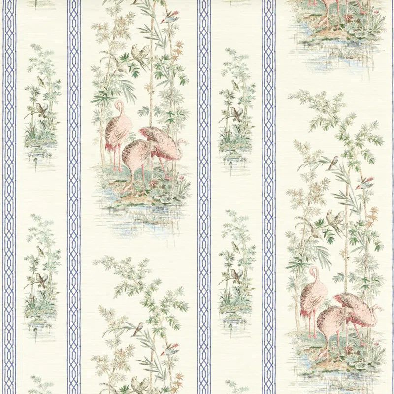 Storks And Thrushes Floral Grass Cloth Wallpaper | Wayfair North America